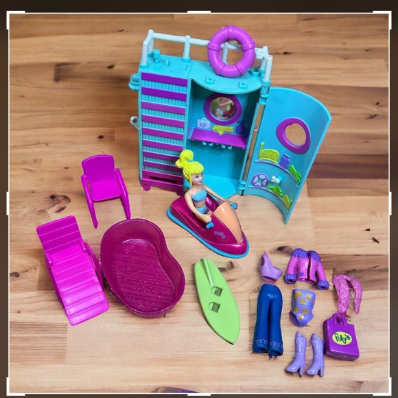 Lot of 16 Pcs Vintage 2002 Polly Pocket Figure and Lifeguard Beach Playset - Picture 3 of 10